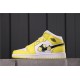 Air Jordan 1 Mid SE GS Rose Patch Yellow White Black AV5174-700