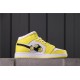 Air Jordan 1 Mid SE GS Rose Patch Yellow White Black AV5174-700